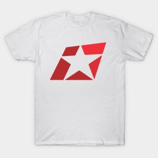 The Bold energetic and mobile Red Star Graphic in Negative Space Design Style. T-Shirt